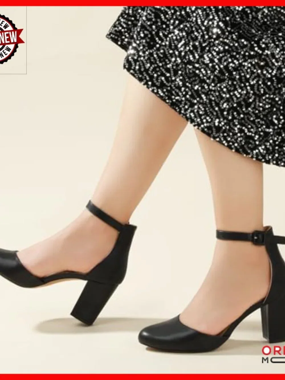 3 Inch Chunky Block Heel Pumps with Adjustable Ankle Strap